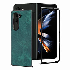 Coque Luxe Cuir et Plastique Housse Etui Mat SD4 pour Samsung Galaxy Z Fold5 5G Vert