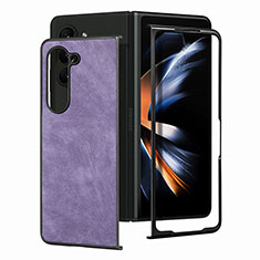 Coque Luxe Cuir et Plastique Housse Etui Mat SD4 pour Samsung Galaxy Z Fold5 5G Violet