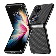 Coque Luxe Cuir et Plastique Housse Etui Mat SD5 pour Huawei Pocket S Noir