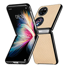 Coque Luxe Cuir et Plastique Housse Etui Mat SD5 pour Huawei Pocket S Or