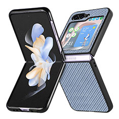 Coque Luxe Cuir et Plastique Housse Etui Mat SD5 pour Samsung Galaxy Z Flip5 5G Bleu