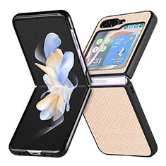 Coque Luxe Cuir et Plastique Housse Etui Mat SD5 pour Samsung Galaxy Z Flip5 5G Or