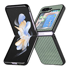 Coque Luxe Cuir et Plastique Housse Etui Mat SD5 pour Samsung Galaxy Z Flip5 5G Vert