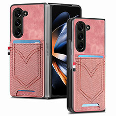 Coque Luxe Cuir et Plastique Housse Etui Mat SD7 pour Samsung Galaxy Z Fold5 5G Rose