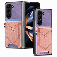 Coque Luxe Cuir et Plastique Housse Etui Mat SD7 pour Samsung Galaxy Z Fold5 5G Violet