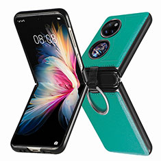 Coque Luxe Cuir et Plastique Housse Etui Mat SD8 pour Huawei P50 Pocket Vert