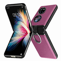 Coque Luxe Cuir et Plastique Housse Etui Mat SD8 pour Huawei P50 Pocket Violet