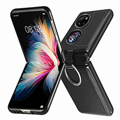 Coque Luxe Cuir et Plastique Housse Etui Mat SD8 pour Huawei Pocket S Noir