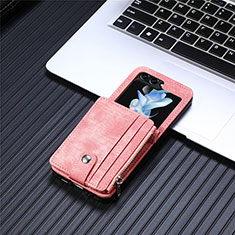 Coque Luxe Cuir et Plastique Housse Etui Mat SD8 pour Samsung Galaxy Z Flip5 5G Rose