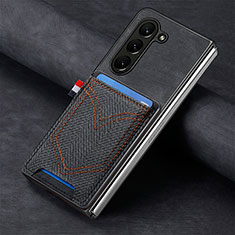 Coque Luxe Cuir et Plastique Housse Etui Mat SD8 pour Samsung Galaxy Z Fold5 5G Noir