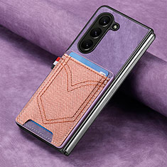 Coque Luxe Cuir et Plastique Housse Etui Mat SD8 pour Samsung Galaxy Z Fold5 5G Violet