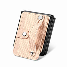 Coque Luxe Cuir et Plastique Housse Etui Mat SD9 pour Samsung Galaxy Z Flip5 5G Or