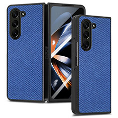 Coque Luxe Cuir et Plastique Housse Etui Mat SD9 pour Samsung Galaxy Z Fold5 5G Bleu