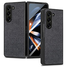 Coque Luxe Cuir et Plastique Housse Etui Mat SD9 pour Samsung Galaxy Z Fold5 5G Noir