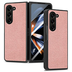 Coque Luxe Cuir et Plastique Housse Etui Mat SD9 pour Samsung Galaxy Z Fold5 5G Rose