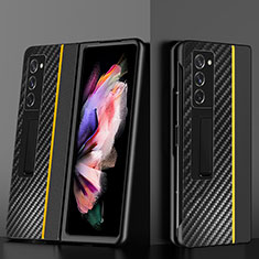 Coque Luxe Cuir et Plastique Housse Etui Mat Z02 pour Samsung Galaxy Z Fold2 5G Jaune