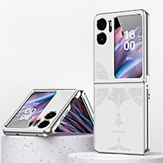 Coque Luxe Cuir et Plastique Housse Etui Mat ZL1 pour Oppo Find N2 Flip 5G Argent