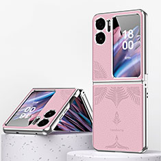 Coque Luxe Cuir et Plastique Housse Etui Mat ZL1 pour Oppo Find N2 Flip 5G Or Rose