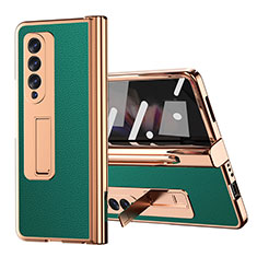 Coque Luxe Cuir et Plastique Housse Etui Mat ZL1 pour Samsung Galaxy Z Fold4 5G Vert