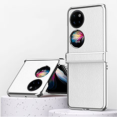 Coque Luxe Cuir et Plastique Housse Etui Mat ZL2 pour Huawei P60 Pocket Argent