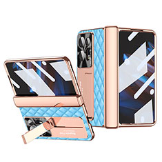 Coque Luxe Cuir et Plastique Housse Etui Mat ZL2 pour Oppo Find N2 5G Bleu Clair