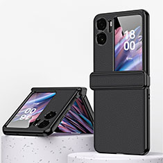 Coque Luxe Cuir et Plastique Housse Etui Mat ZL2 pour Oppo Find N2 Flip 5G Noir