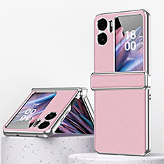 Coque Luxe Cuir et Plastique Housse Etui Mat ZL2 pour Oppo Find N2 Flip 5G Or Rose