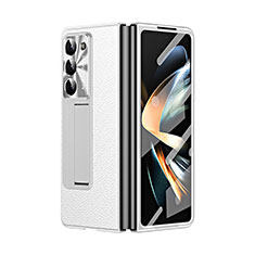 Coque Luxe Cuir et Plastique Housse Etui Mat ZL2 pour Samsung Galaxy Z Fold5 5G Blanc