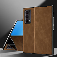 Coque Luxe Cuir et Plastique Housse Etui Mat ZL3 pour Huawei Honor Magic Vs2 5G Marron