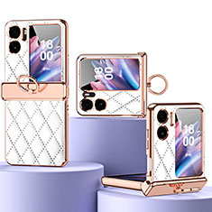 Coque Luxe Cuir et Plastique Housse Etui Mat ZL3 pour Oppo Find N2 Flip 5G Blanc