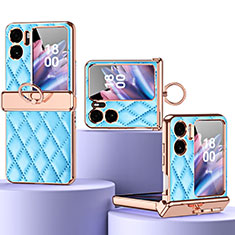 Coque Luxe Cuir et Plastique Housse Etui Mat ZL3 pour Oppo Find N2 Flip 5G Bleu