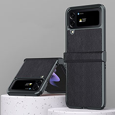 Coque Luxe Cuir et Plastique Housse Etui Mat ZL3 pour Samsung Galaxy Z Flip4 5G Noir