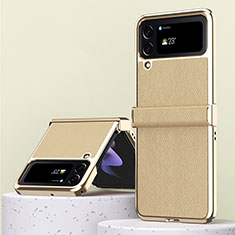 Coque Luxe Cuir et Plastique Housse Etui Mat ZL3 pour Samsung Galaxy Z Flip4 5G Or