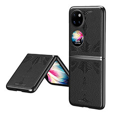 Coque Luxe Cuir et Plastique Housse Etui Mat ZL4 pour Huawei P60 Pocket Noir