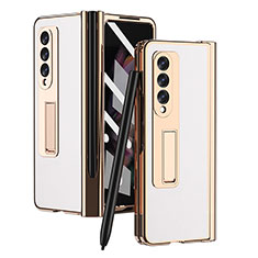 Coque Luxe Cuir et Plastique Housse Etui Mat ZL4 pour Samsung Galaxy Z Fold4 5G Blanc