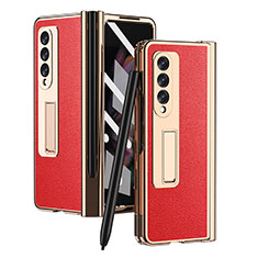 Coque Luxe Cuir et Plastique Housse Etui Mat ZL4 pour Samsung Galaxy Z Fold4 5G Rouge