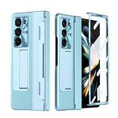 Coque Luxe Cuir et Plastique Housse Etui Mat ZL4 pour Samsung Galaxy Z Fold5 5G Bleu Ciel