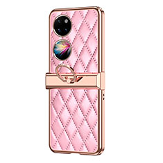 Coque Luxe Cuir et Plastique Housse Etui Mat ZL6 pour Huawei P50 Pocket Or Rose