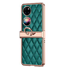 Coque Luxe Cuir et Plastique Housse Etui Mat ZL6 pour Huawei P50 Pocket Vert