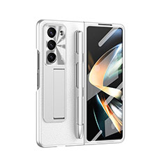 Coque Luxe Cuir et Plastique Housse Etui Mat ZL6 pour Samsung Galaxy Z Fold5 5G Blanc