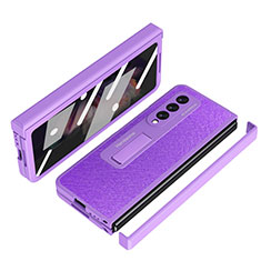 Coque Luxe Cuir et Plastique Housse Etui Mat ZL7 pour Samsung Galaxy Z Fold3 5G Violet