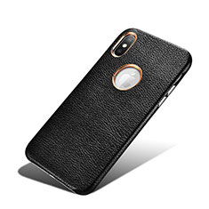 Coque Luxe Cuir Housse C01 pour Apple iPhone Xs Noir