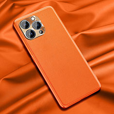 Coque Luxe Cuir Housse Etui A01 pour Apple iPhone 13 Pro Max Orange