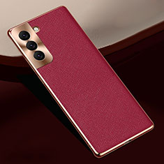 Coque Luxe Cuir Housse Etui A01 pour Samsung Galaxy S21 5G Rouge