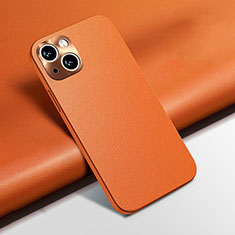 Coque Luxe Cuir Housse Etui A02 pour Apple iPhone 14 Orange