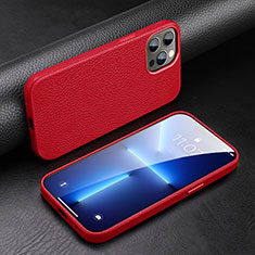 Coque Luxe Cuir Housse Etui A03 pour Apple iPhone 13 Pro Max Rouge