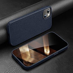 Coque Luxe Cuir Housse Etui A03 pour Apple iPhone 15 Bleu