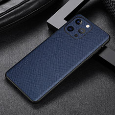 Coque Luxe Cuir Housse Etui A04 pour Apple iPhone 14 Pro Bleu