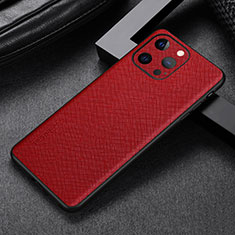 Coque Luxe Cuir Housse Etui A04 pour Apple iPhone 14 Pro Max Rouge