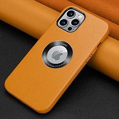 Coque Luxe Cuir Housse Etui A08 pour Apple iPhone 15 Pro Max Orange